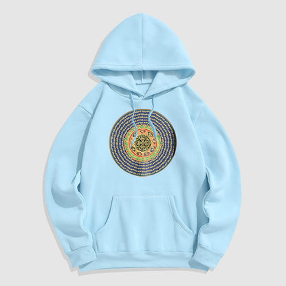 Sudadera con capucha de poliéster con forro polar y en sánscrito Om Mani Padme Hum de Mythstone 108 