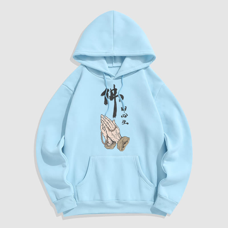 Mythstone Buddha Is Born From The Mind Fleece Lined Polyester Hoodie