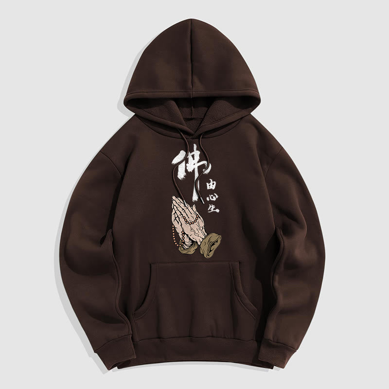 Mythstone Buddha Is Born From The Mind Fleece Lined Polyester Hoodie