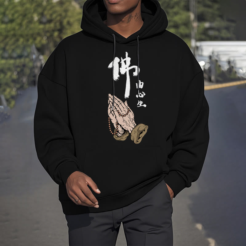 Mythstone Buddha Is Born From The Mind Fleece Lined Polyester Hoodie