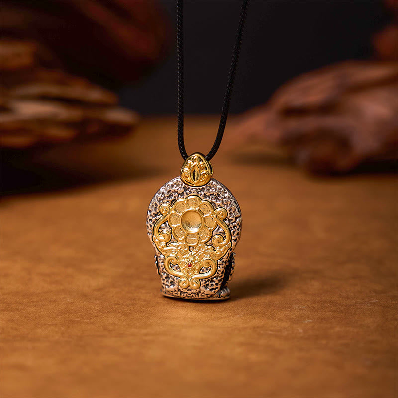 Mythstone Tibetan Avalokitesvara Dzi Bead Pattern Copper Purity Healing Necklace Pendant