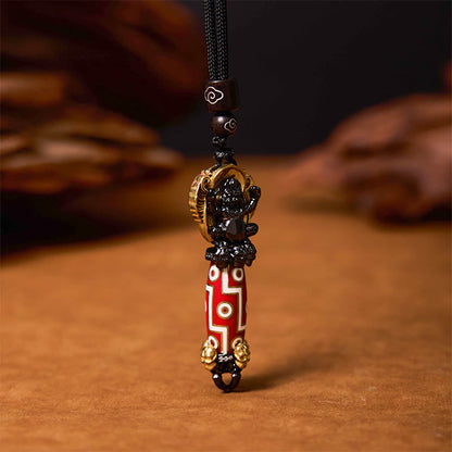 Mythstone Tibet Om Mani Padme Hum Dzi Bead Skull Wisdom Necklace Pendant