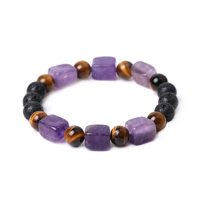 Mythstone Various Crystals Cube Amethyst Lava Rock Support Bracelet