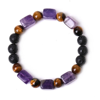 Mythstone Various Crystals Cube Amethyst Lava Rock Support Bracelet