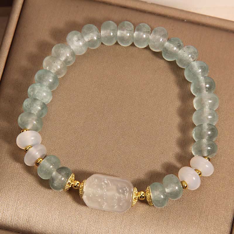 Pulsera Serenity con cuentas de jade, aguamarina y ábaco de Mythstone 