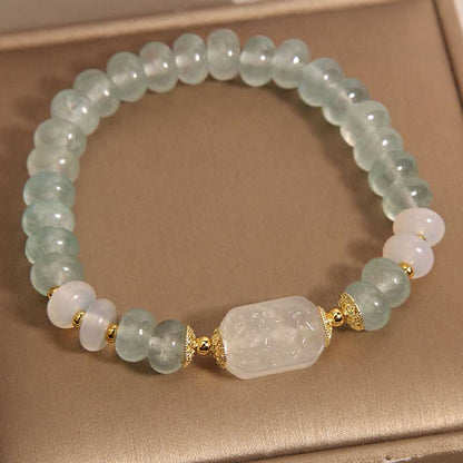 Pulsera Serenity con cuentas de jade, aguamarina y ábaco de Mythstone 