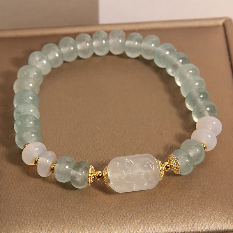 Pulsera Serenity con cuentas de jade, aguamarina y ábaco de Mythstone 