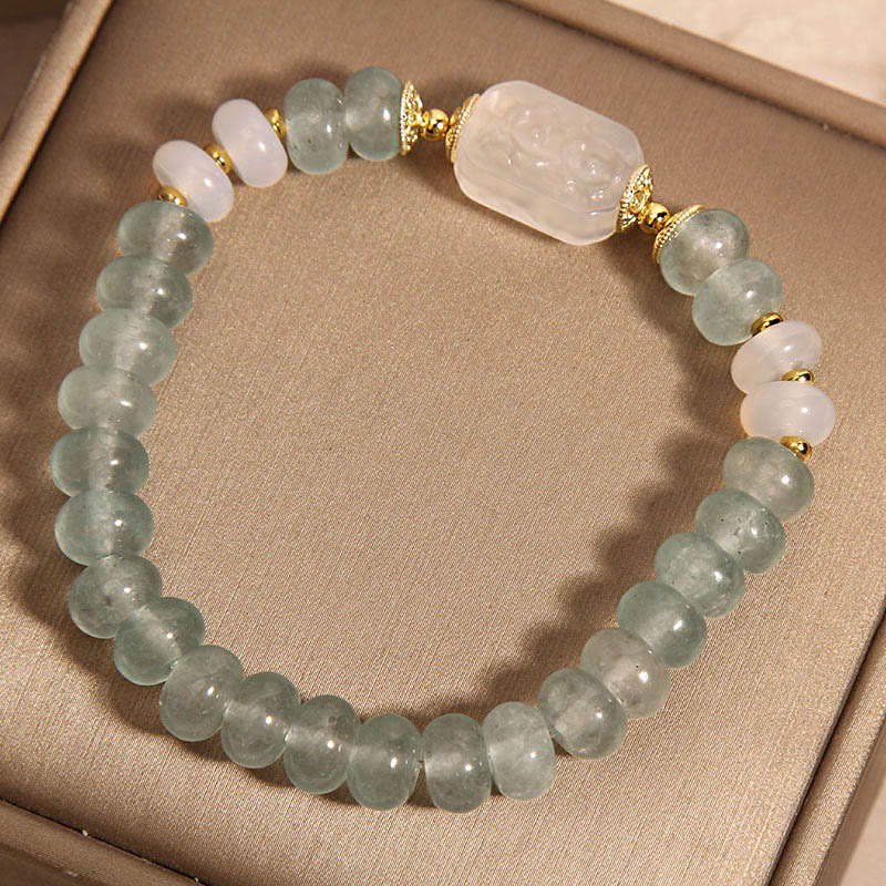 Pulsera Serenity con cuentas de jade, aguamarina y ábaco de Mythstone 