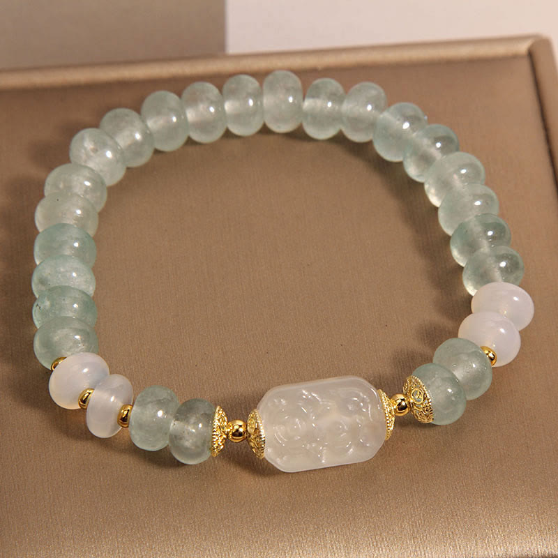 Pulsera Serenity con cuentas de jade, aguamarina y ábaco de Mythstone 