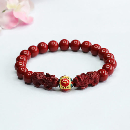 Mythstone Cinnabar Double PIXIU Keep Away Evil Spirits Bracelet