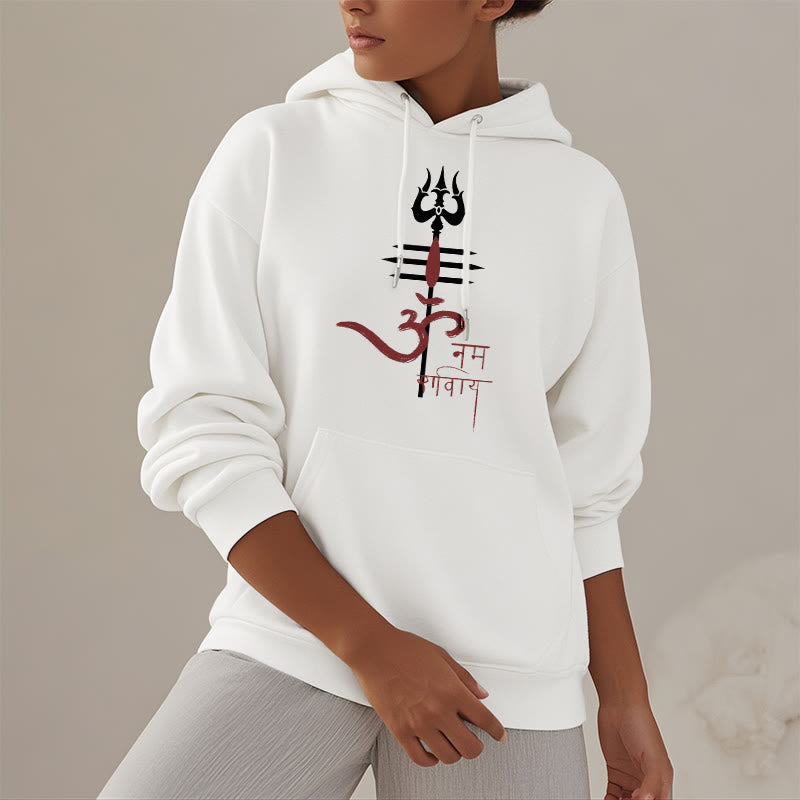 Mythstone OM NAMAH SHIVAYA Trident Fleece Lined Polyester Hoodie