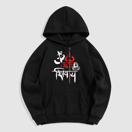 Mythstone OM NAMAH SHIVAYA Red Trident Fleece Lined Polyester Hoodie