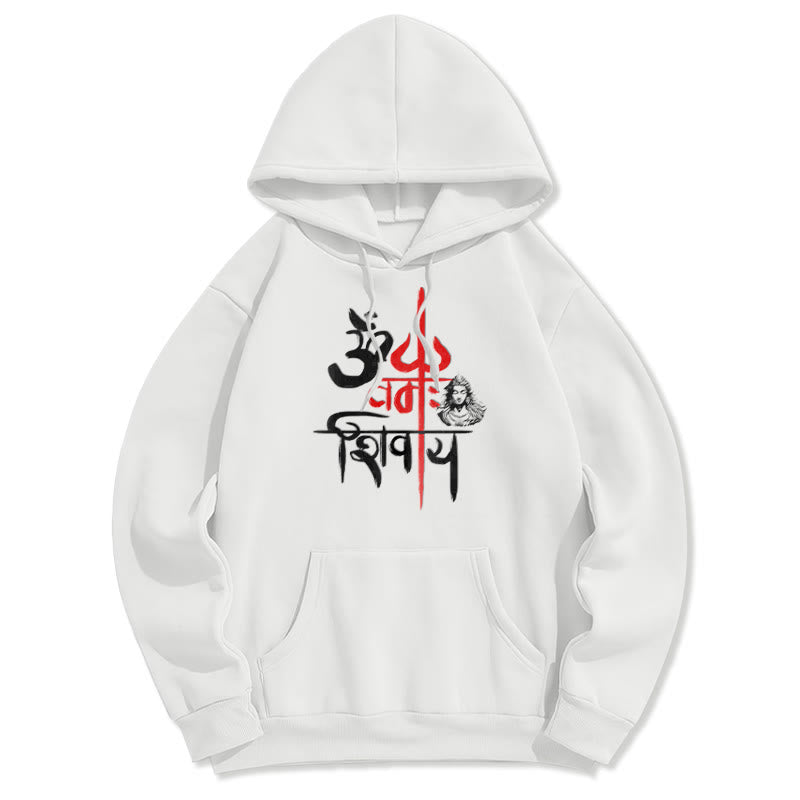 Mythstone OM NAMAH SHIVAYA Red Trident Fleece Lined Polyester Hoodie