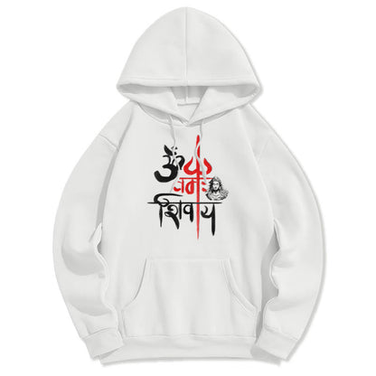 Mythstone OM NAMAH SHIVAYA Red Trident Fleece Lined Polyester Hoodie