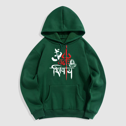 Mythstone OM NAMAH SHIVAYA Red Trident Fleece Lined Polyester Hoodie