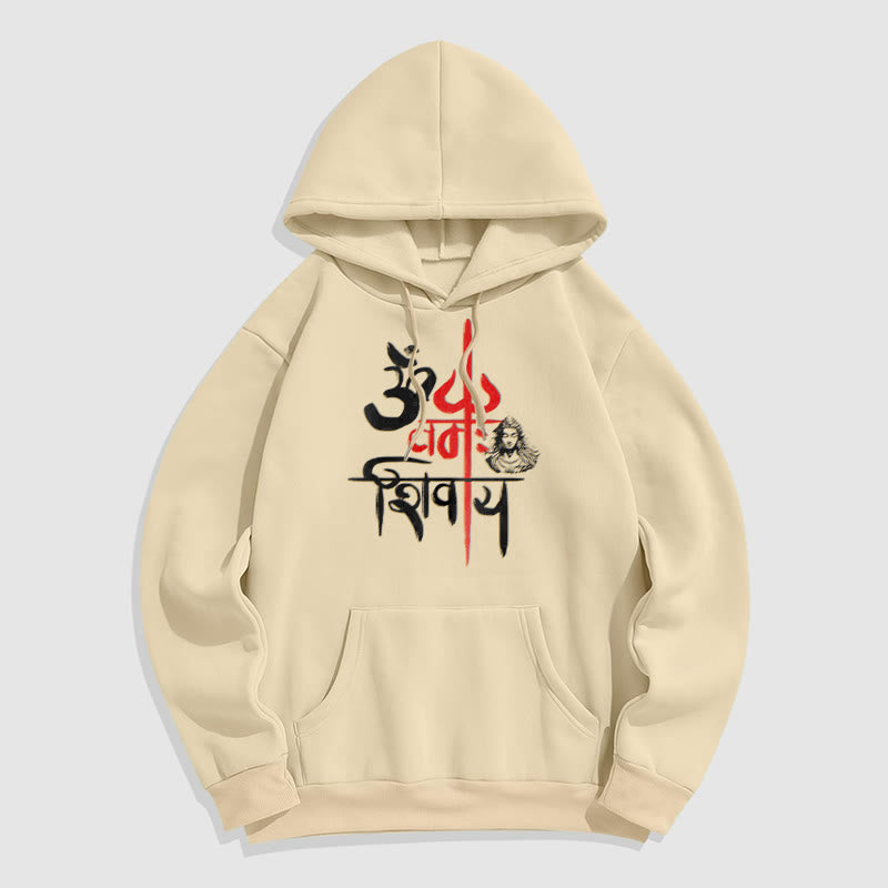 Mythstone OM NAMAH SHIVAYA Red Trident Fleece Lined Polyester Hoodie