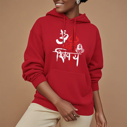 Mythstone OM NAMAH SHIVAYA Red Trident Fleece Lined Polyester Hoodie