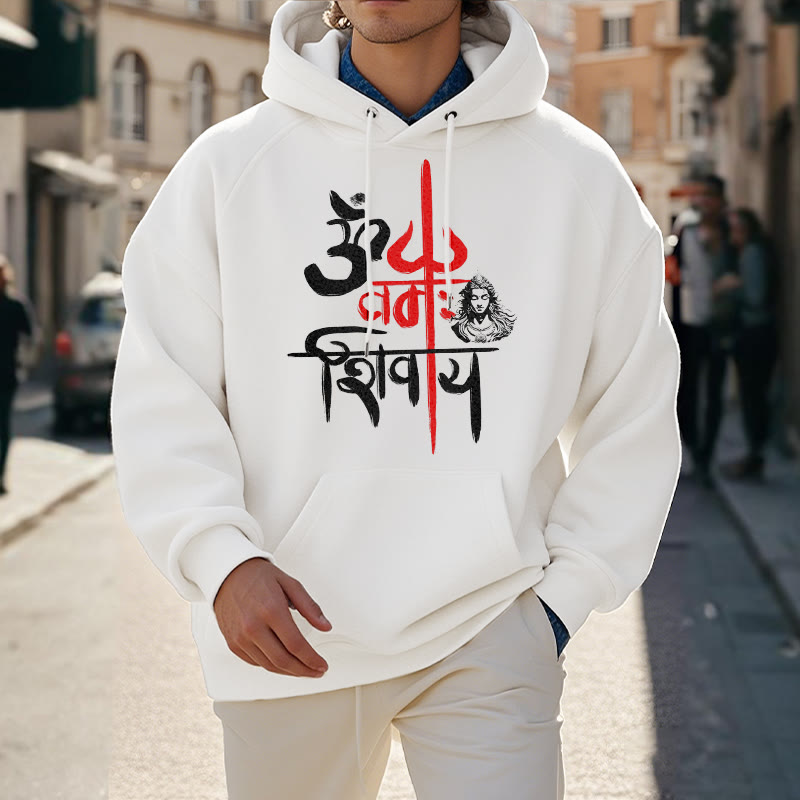 Mythstone OM NAMAH SHIVAYA Red Trident Fleece Lined Polyester Hoodie