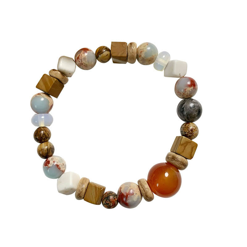 Mythstone Red Agate Shoushan Stone White Turquoise Calm Blessing Bracelet