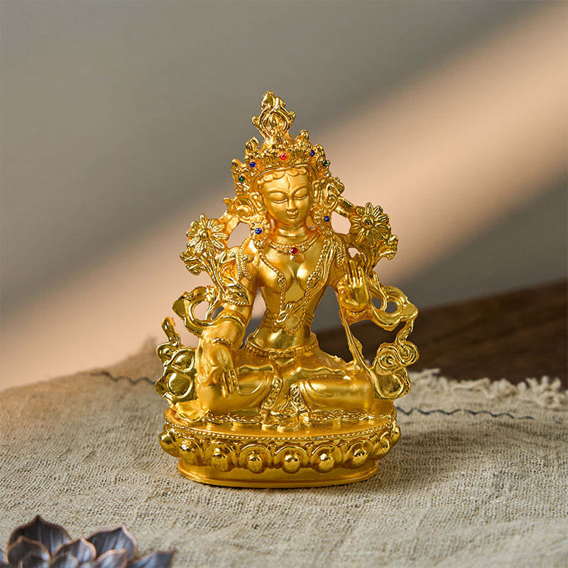 Mythstone Bodhisattva White Tara Hope Protection Gold Plated Statue Decoration