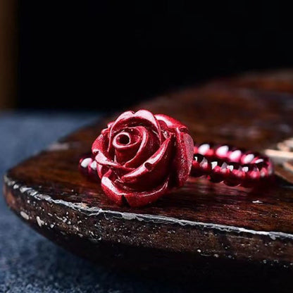 Mythstone Cinnabar Rose Garnet Beads Concentration Ring