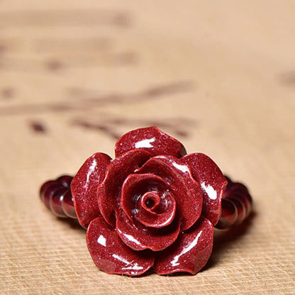 Mythstone Cinnabar Rose Garnet Beads Concentration Ring