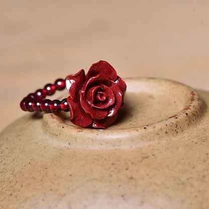 Mythstone Cinnabar Rose Garnet Beads Concentration Ring