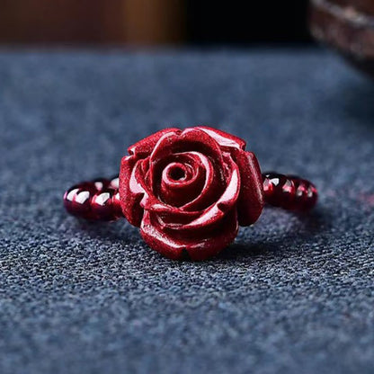 Mythstone Cinnabar Rose Garnet Beads Concentration Ring