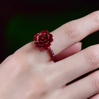 Mythstone Cinnabar Rose Garnet Beads Concentration Ring