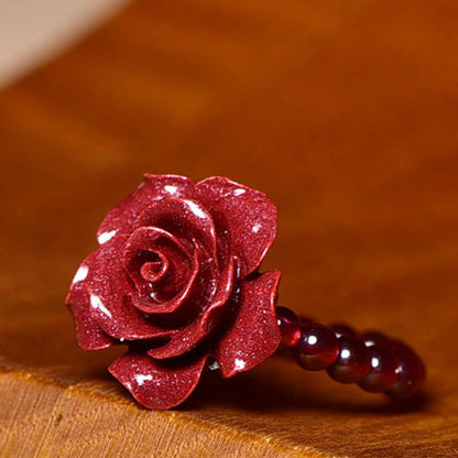 Mythstone Cinnabar Rose Garnet Beads Concentration Ring