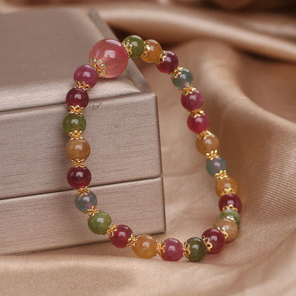 Mythstone Tourmaline Strawberry Quartz Wisdom Bracelet