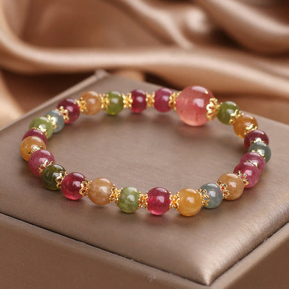 Mythstone Tourmaline Strawberry Quartz Wisdom Bracelet