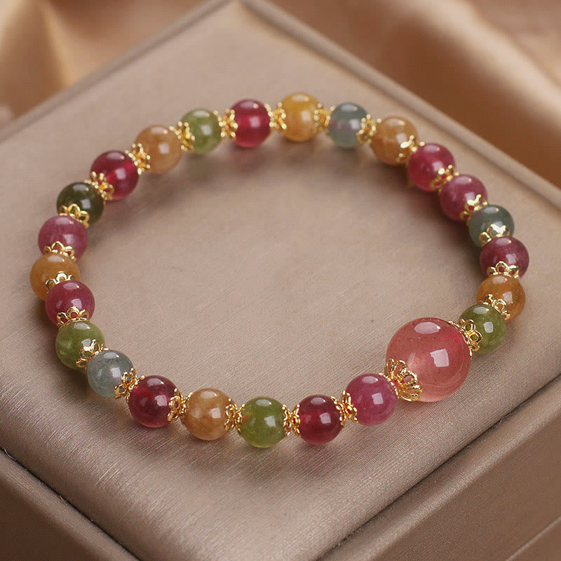 Mythstone Tourmaline Strawberry Quartz Wisdom Bracelet