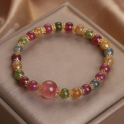 Mythstone Tourmaline Strawberry Quartz Wisdom Bracelet