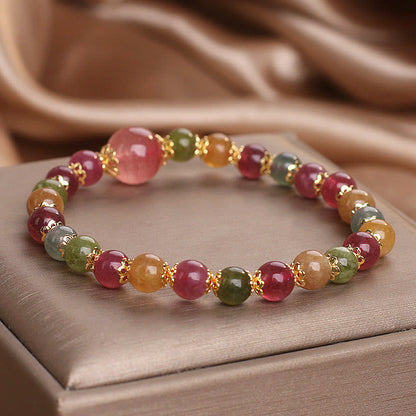 Mythstone Tourmaline Strawberry Quartz Wisdom Bracelet