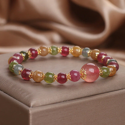 Mythstone Tourmaline Strawberry Quartz Wisdom Bracelet