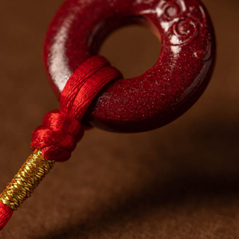 Mythstone Natural Cinnabar Peace Buckle Blessing Red String Belly Chain