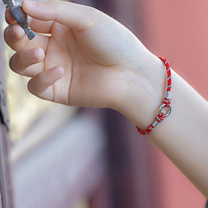 Pulsera de plata de ley 925 con hebilla de la paz y cordón de la suerte Mythstone 