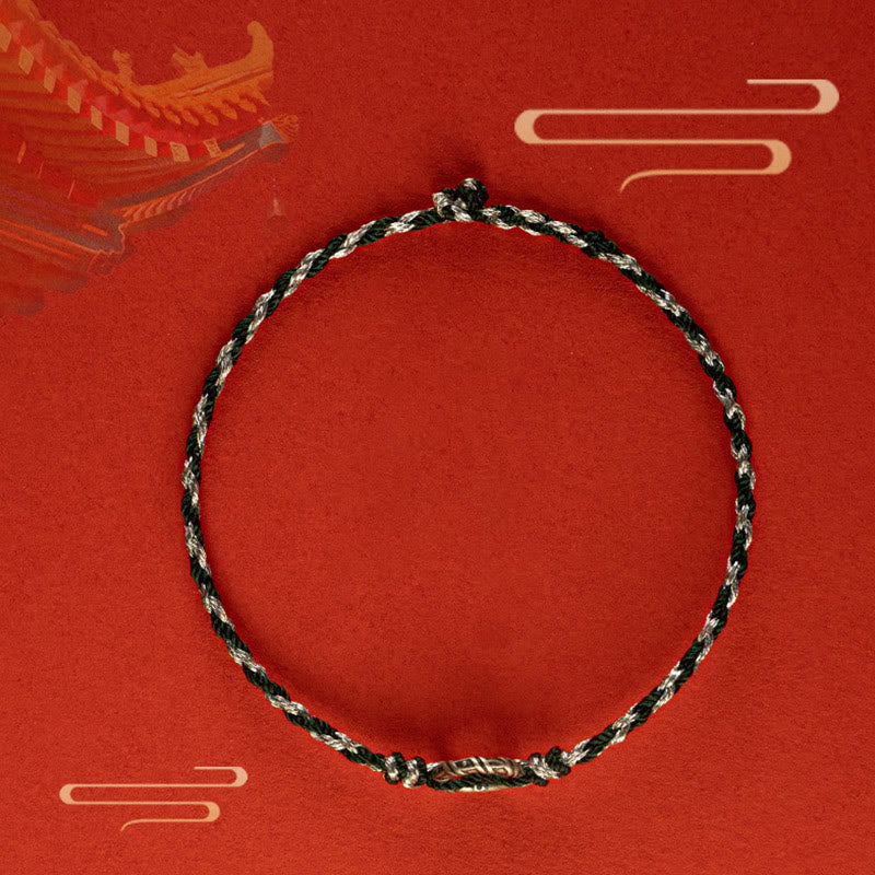 Pulsera de plata de ley 925 con hebilla de la paz y cordón de la suerte Mythstone 