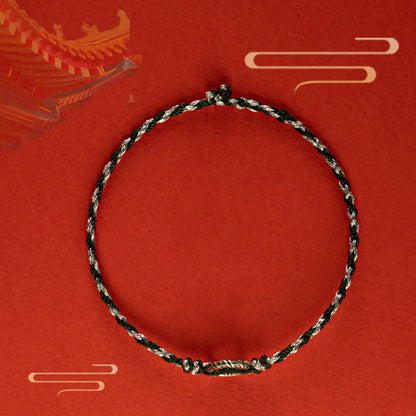 Pulsera de plata de ley 925 con hebilla de la paz y cordón de la suerte Mythstone 