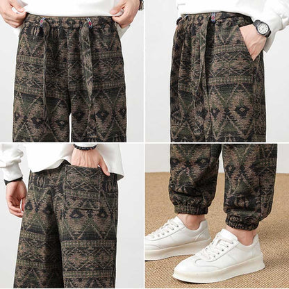 Mythstone Jacquard Knitting Casual Cotton Men's Pants With Pockets