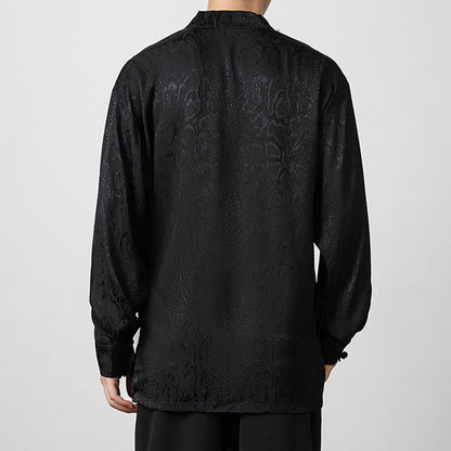 Mythstone Splicing Frog-button Jacquard Men's Shirts