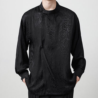 Mythstone Splicing Frog-button Jacquard Men's Shirts