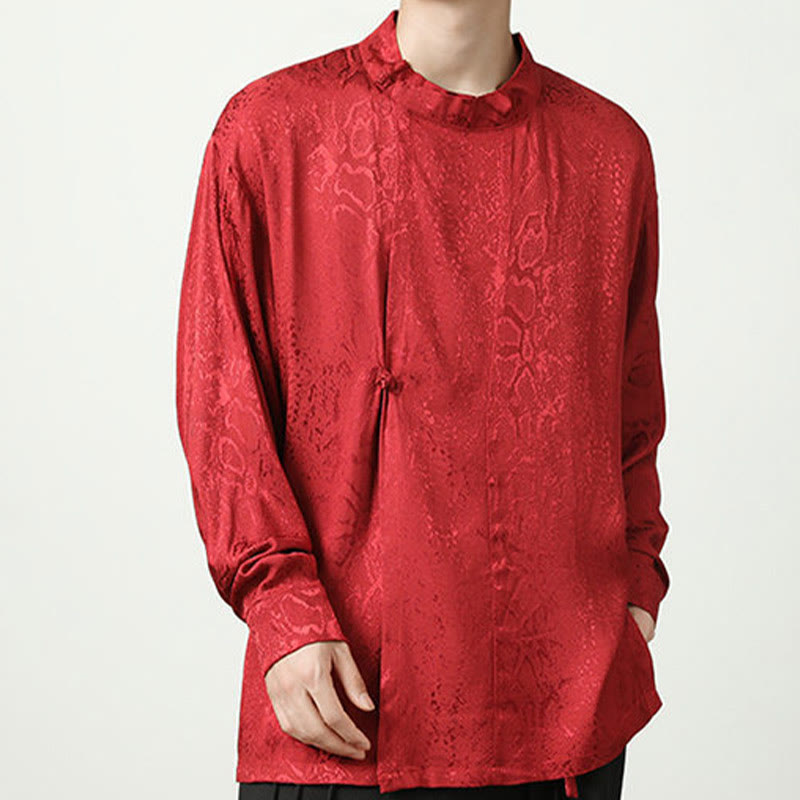 Mythstone Splicing Frog-button Jacquard Men's Shirts