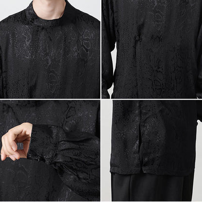 Mythstone Splicing Frog-button Jacquard Men's Shirts