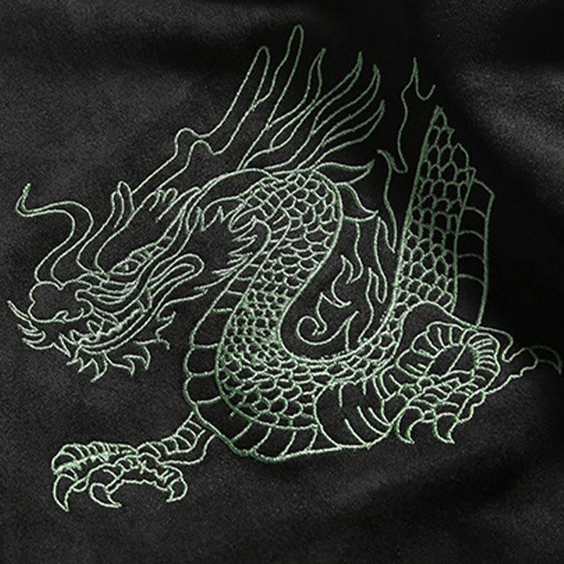 Mythstone Dragon Embroidery Casual Frog-button Cotton Men's Jacket Shirt Clothing