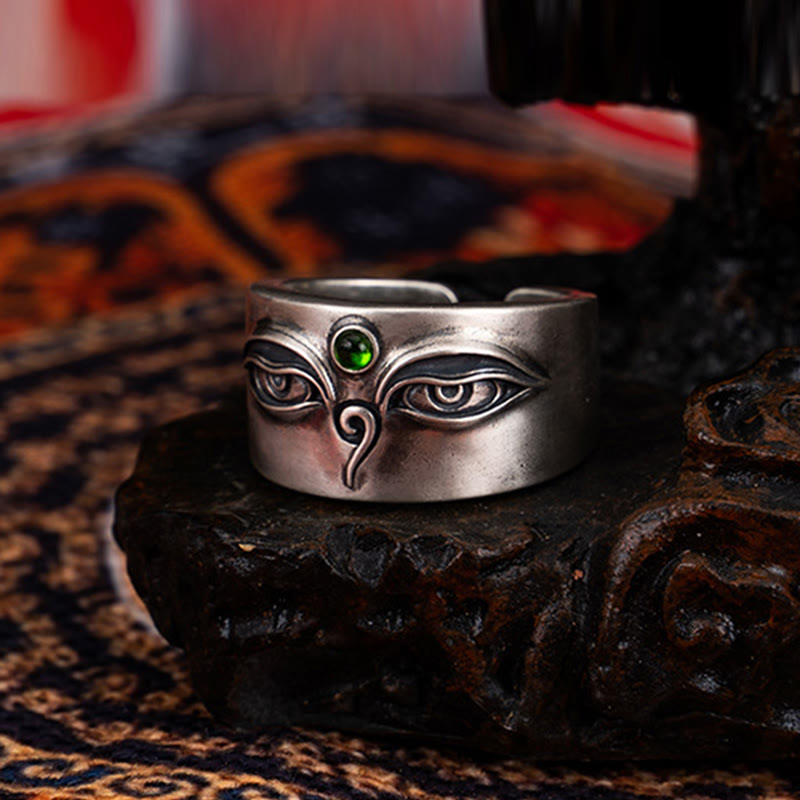 Mythstone 925 Sterling Silver Bodhisattva Tara Calm Adjustable Ring