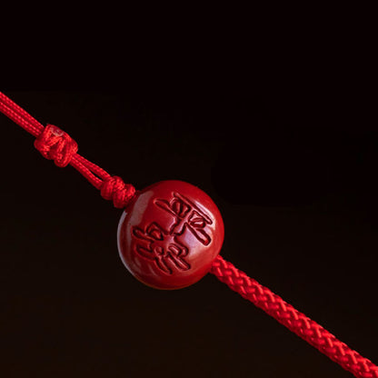 Mythstone Natural Cinnabar Chinese Zodiac Gourd Calm Blessing Red String Belly Chain