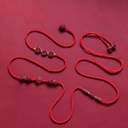 Mythstone Natural Cinnabar PiXiu Calm Blessing Red String Belly Chain