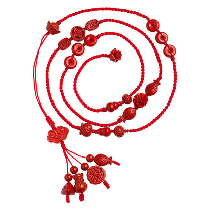 Mythstone Natural Cinnabar Calm Blessing Red String Belly Chain